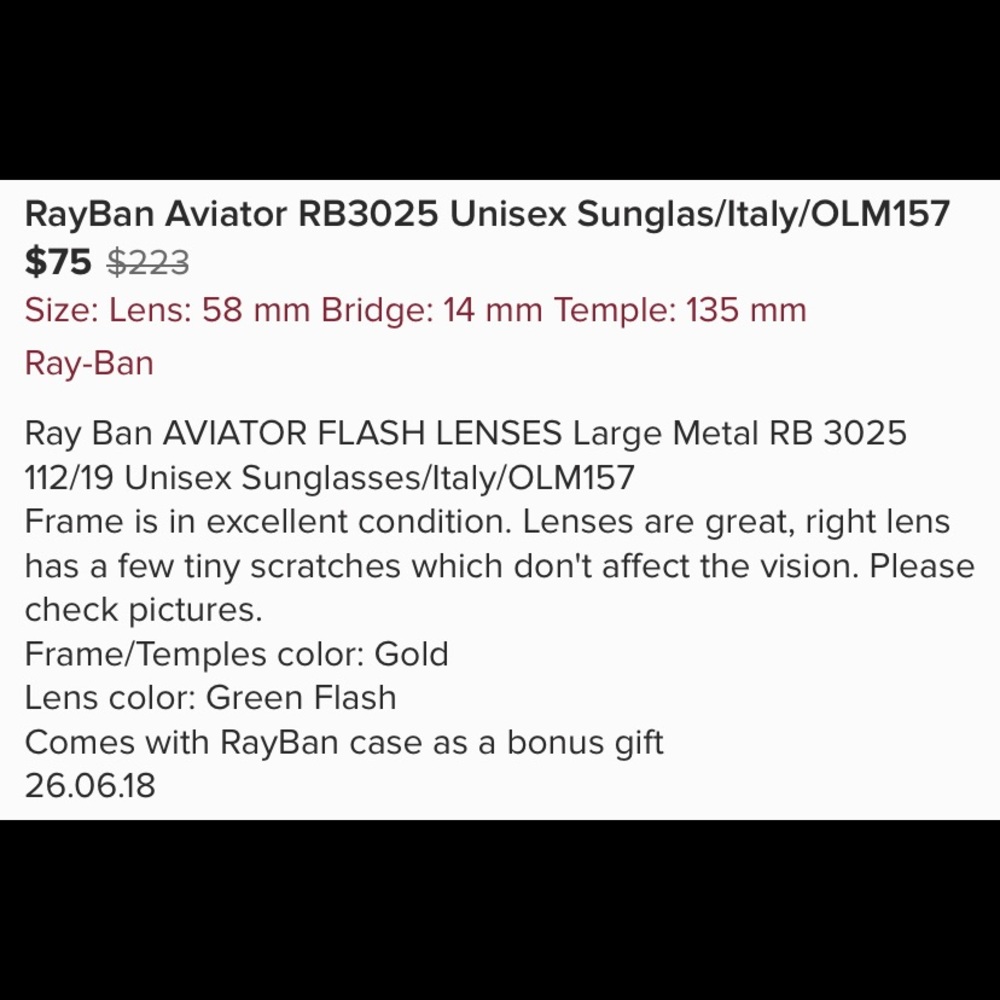 RayBan Aviator RB3025 Unisex Sunglas/Italy/OLM157 - Picture 6 of 6